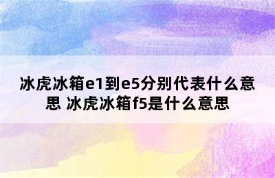 冰虎冰箱e1到e5分别代表什么意思 冰虎冰箱f5是什么意思